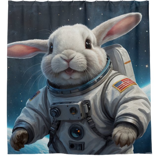 Baby Bunny im Weltraum Duschvorhang (Vorderseite)