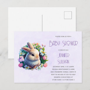 Baby-Bunny in Frühlingsblumen Baby-Party Einladungspostkarte