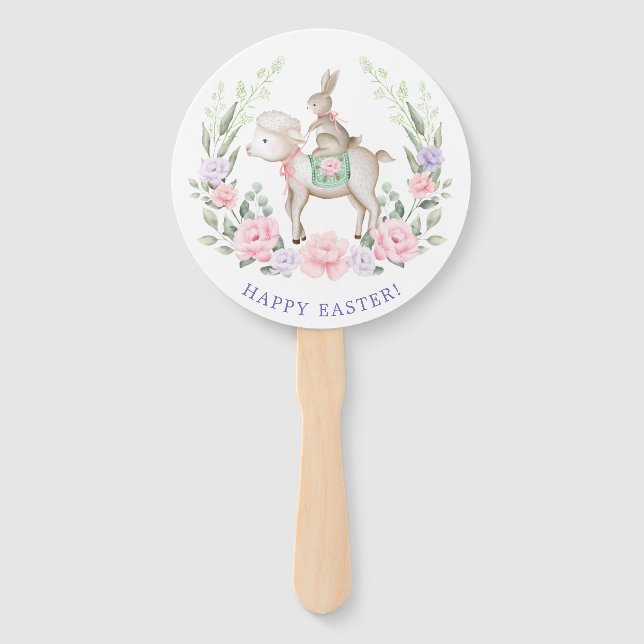 Baby Bunny & Lamb Spring Flowers OsterParty Fächer (Vorderseite)