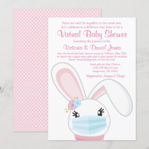 Baby Bunny Mask Girl Virtual Baby Dusche Einladung