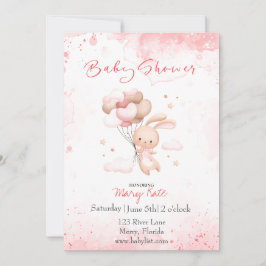 Baby Bunny mit Ballons Baby Einladung