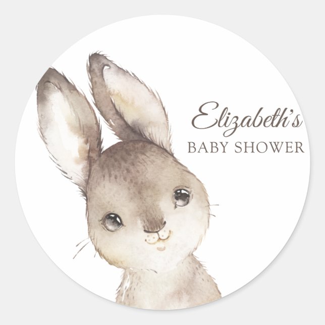 Baby Bunny Rabbit Baby Dusche Runder Aufkleber (Vorderseite)
