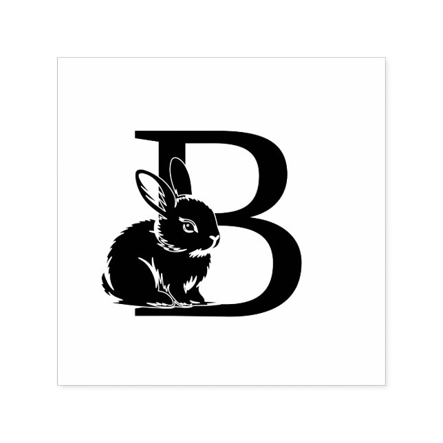 Baby Bunny Rabbit Over Single Bold Init Monogram Permastempel (Design)