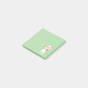Baby-Bunny-Trompetenspieler mit Vogel im Lilien-Ga Post-it Klebezettel