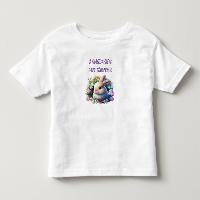 Baby Bunny unter den farbenfrohen Frühlingsblumen  Kleinkind T-shirt (Vorderseite)