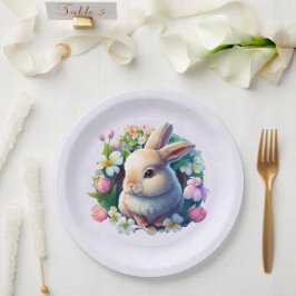 Baby Bunny unter den farbenfrohen Frühlingsblumen  Pappteller
