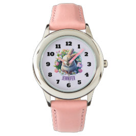 Baby Bunny unter farbenfrohen Frühlingsblumen Armbanduhr