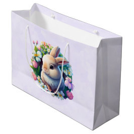 Baby Bunny unter farbenfrohen Frühlingsblumen Große Geschenktüte