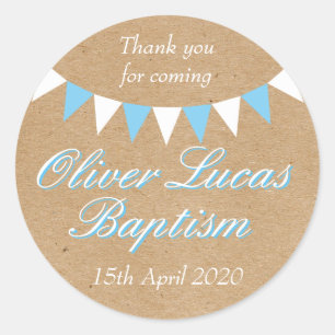 Baby Bunting Blau Taufgeschenk Runder Aufkleber