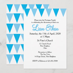 Baby Bunting Blue Baptisse Christening Einladung