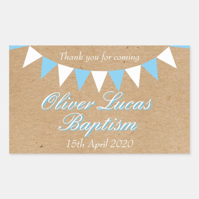 Baby Bunting Blue Baptisse Christening Fevor Rechteckiger Aufkleber (Vorderseite)