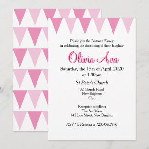 Baby Bunting Pink Baptême Christening Invitation