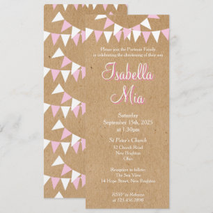 Baby Bunting Rosa Tauf Einladung
