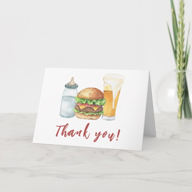 Baby, Burgers und Beers Baby Dusche Danke (Vorderseite)