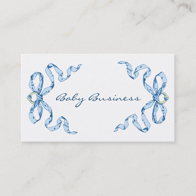 Baby Business Blue Bows Cartes de visite (Devant)