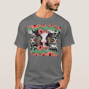 Baby Calf floral Aztec Cowhide Baby Cow Western an T-Shirt