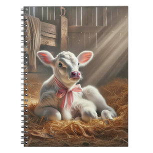 Baby Calf in Sunlit Stall Notizblock