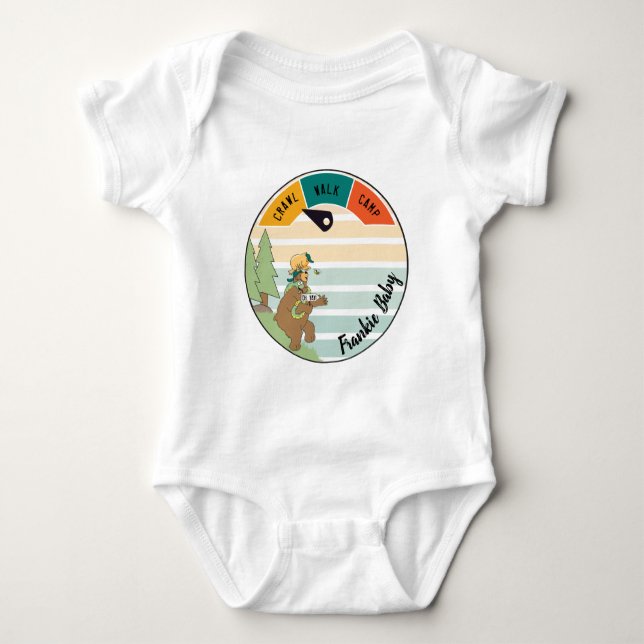 Baby Camp Bär, Schlange, Schüssel personalisieren Baby Strampler (Vorderseite)