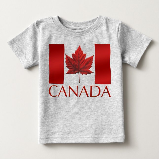 Baby Canada Flag Souvenir Bio One-Piece Baby T-shirt (Vorderseite)