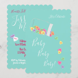 BABY Candy Hearts Baby Showküche Einladung