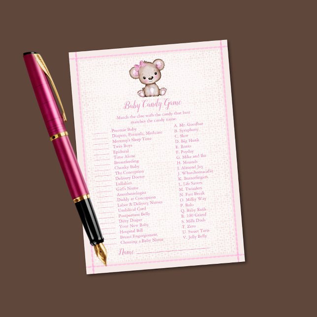 Baby Candy Niedlich Brown Bear Girl Duschkarte Einladung (Von Creator hochgeladen)