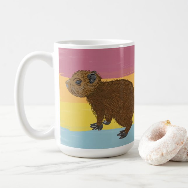 Baby Capybara Niedliche Illustration farbenfroh ge Kaffeetasse (Mit Donut)