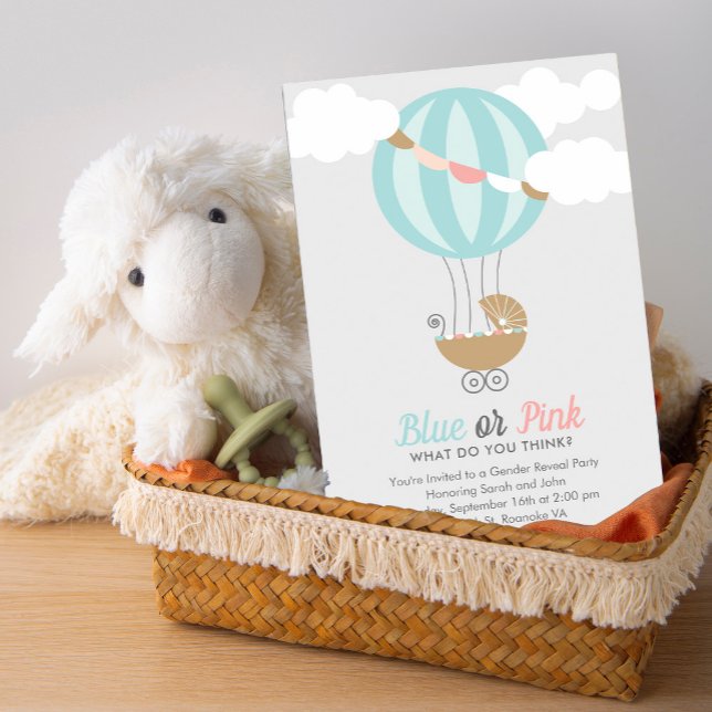 Baby Carriage Balloon Gender Reveal Party Einladung (Von Creator hochgeladen)