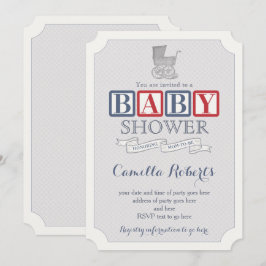 Baby Carriage Classic Vintag Baby Shower for Boy Einladung