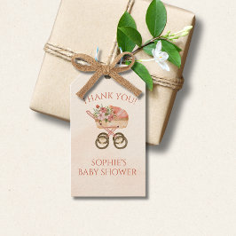 Baby Carriage Floral Thank You Geschenkanhänger