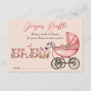 Baby Carriage Girl Baby Shower Windelwecker Raffel Begleitkarte