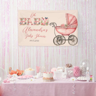 Baby Carriage Girl Babydusche Banner