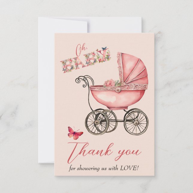Baby Carriage Girls Babydusche Danke (Vorderseite)