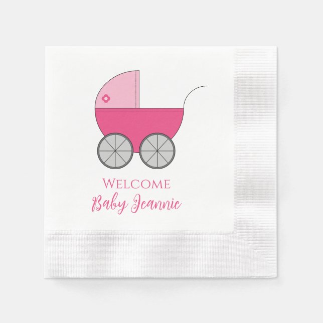 Baby Carriage Shooter Party Napkins Serviette (Vorderseite)