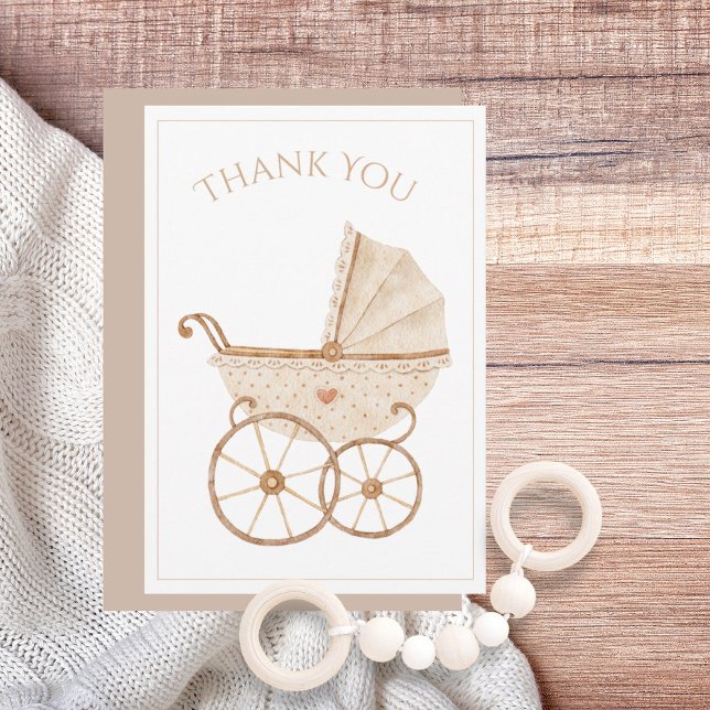 Baby Carriage Watercolor Kinderdusche Vielen Dank Dankeskarte (Von Creator hochgeladen)