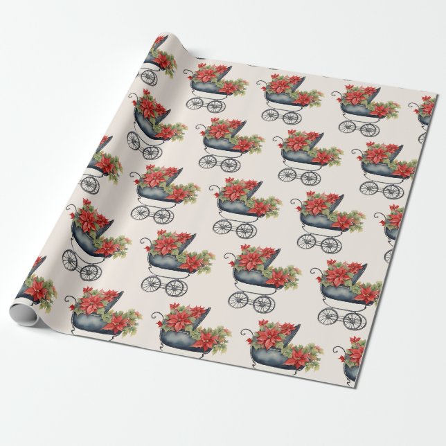 Baby Carriage Xmas Weihnachtsferien Geschenkpapier (Ungerollt)
