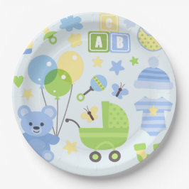 Baby Carrier- Boy Baby Dusche Pappteller