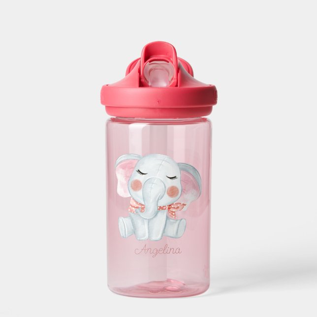 Baby Cartoon Elephant Personalisiert Trinkflasche (Vorne)