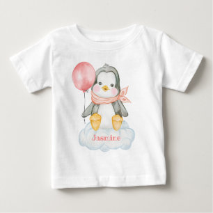 Baby Cartoon Pinguin Pink T-shirt