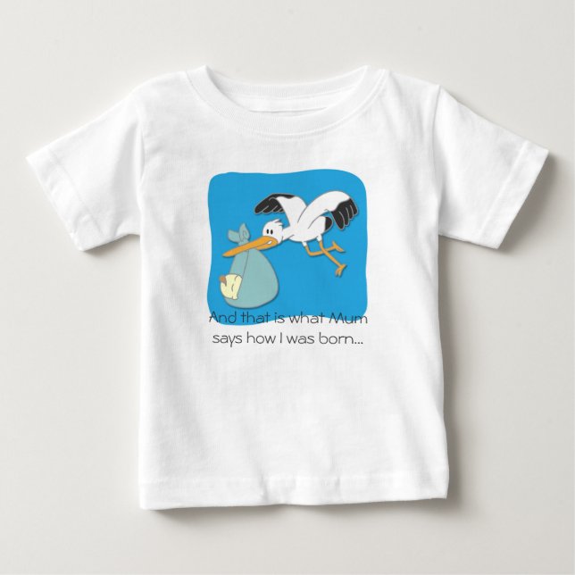 Baby-Cartoon T - Shirt des niedlichen Storchs (Vorderseite)