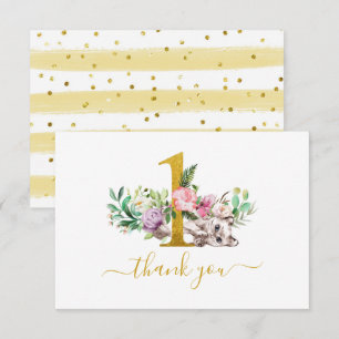 Baby Cat et fleurs 1er anniversaire Merci