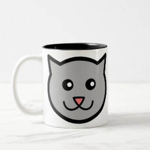 Baby Cat Gesicht Niedlich Pet Smile Kitty Gray Cat Zweifarbige Tasse