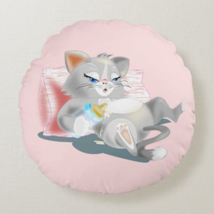 Baby Cat Round Pillow Funny Rundes Kissen