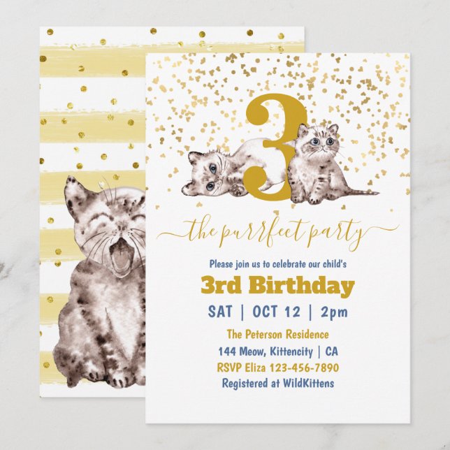 Baby Cats Perfect Party Child's Birthday Einladung (Vorne/Hinten)