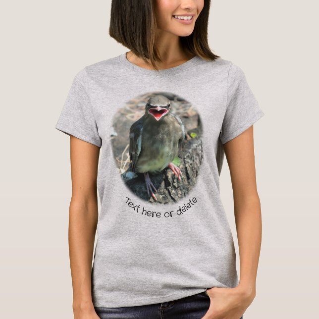 Baby Cedar Waxwing Bird Nature Personalized T-Shirt (Vorderseite)