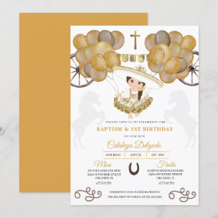 Baby Charra Gold Balloons Mexikanische Taufe Einladung