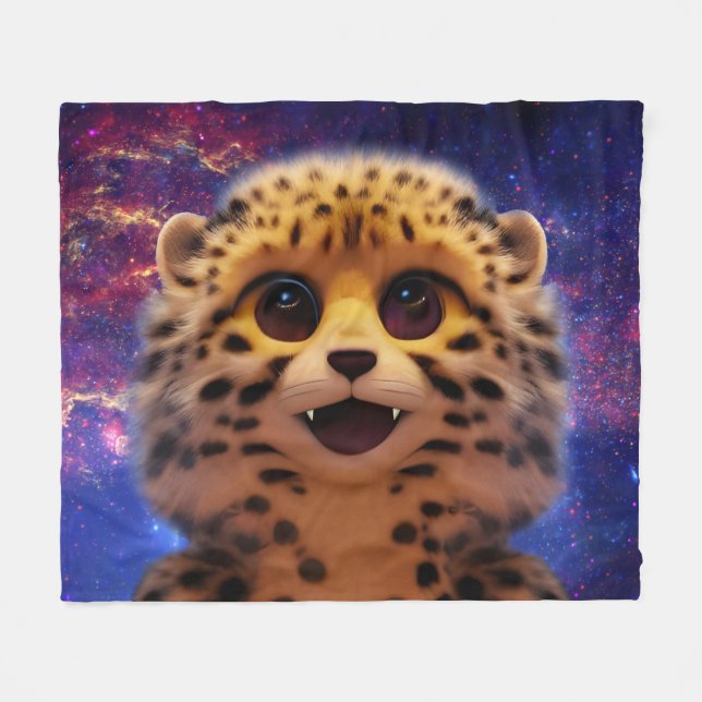 Baby Cheetah Fleecedecke (Vorderseite (Horizontal))