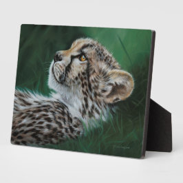 Baby Cheetah Fotoplaat met standaard Fotoplatte