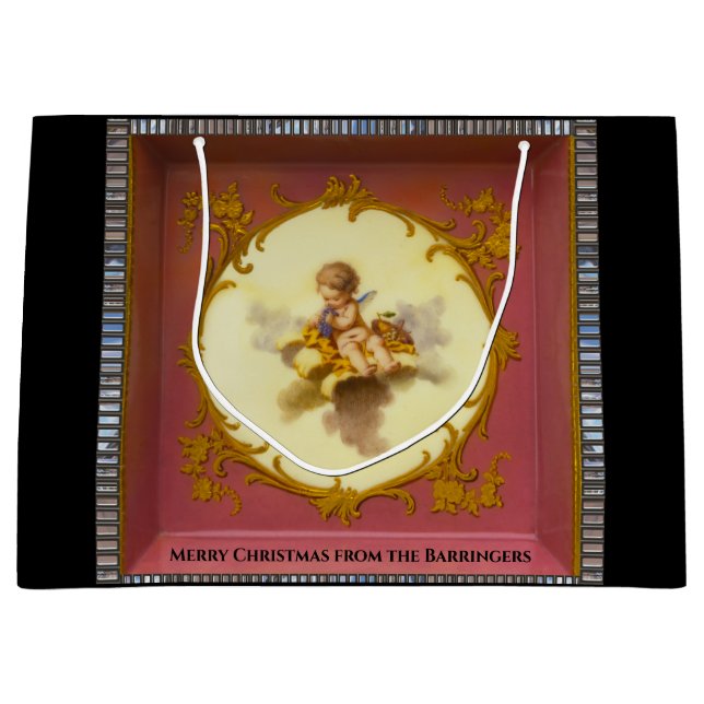 Baby Cherub Holiday Joy Große Geschenktüte (Vorderseite)