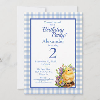 Baby Chick Boys Blue Geburtstagsparty Einladung