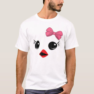 Baby Chick Chicken Face Pink Bow Girls Osterkind T-Shirt